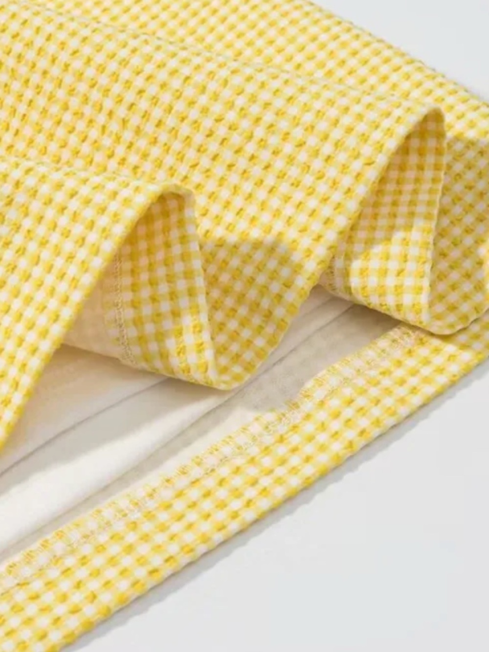 Yellow Gingham Tie Strap Mini Dress | Lemon Market Vacation Dress - Picture 4 of 5
